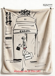 Chanel Paris Storefront Sketch Flannel Sofa Throw Blanket IMG_6795